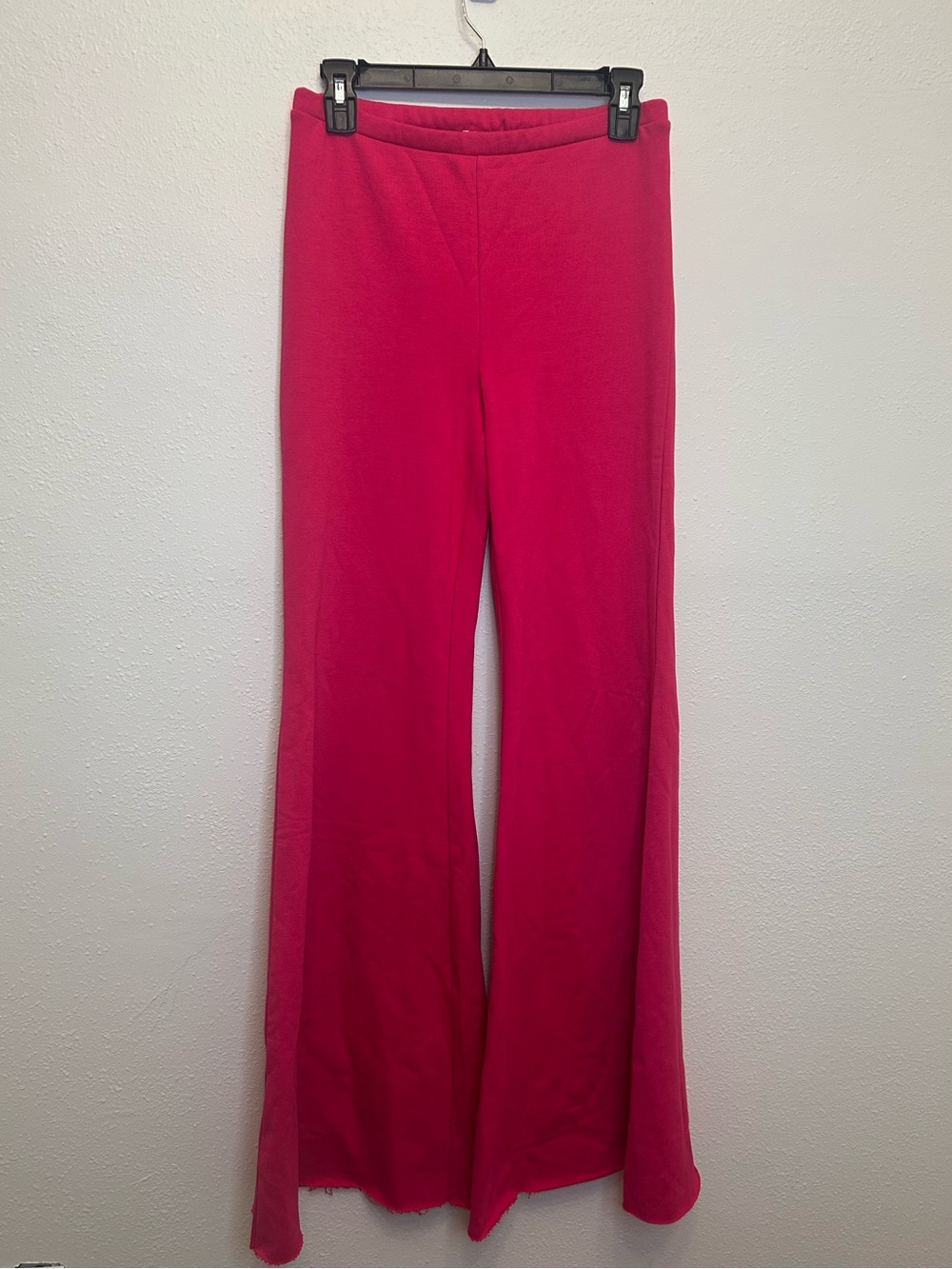 Good American Compression Terry Hot Pink Bell Bottom Flare Pants